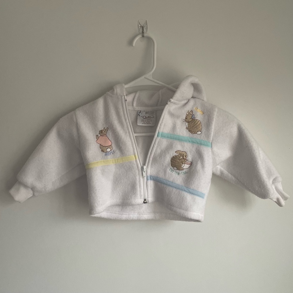 Beatrix Potter Quiltex Vintage Embroidered zip up Peter Rabbit Hoodie Easter